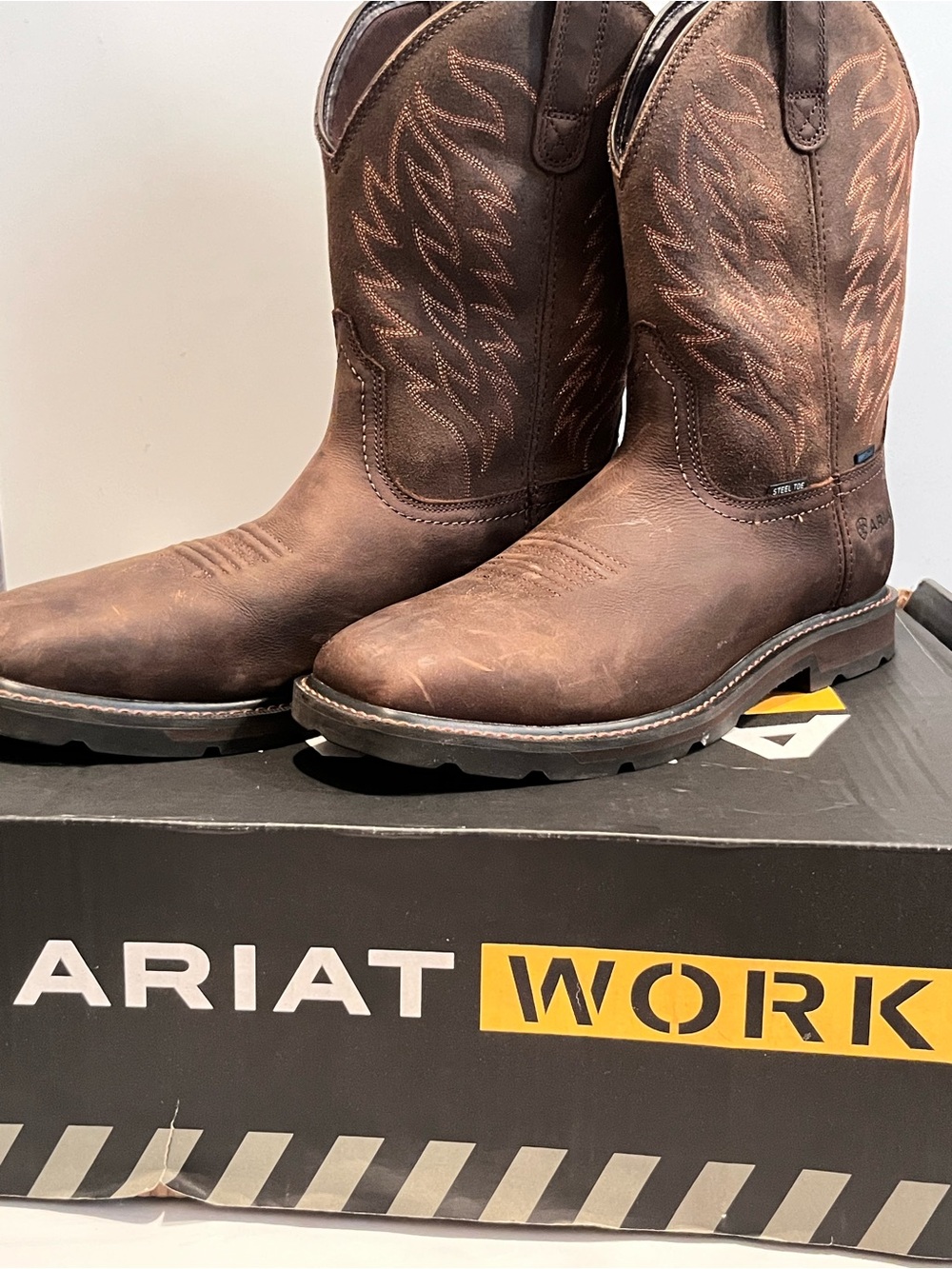 Ariat Brown Men's Western Work Boots - Pull-On Cowboy Style